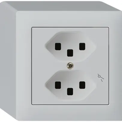 AP-Steckdose Hager kallysto 2×T23 1×S Q lichtgrau 
