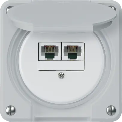 Boîte de raccordement ENC robusto IP55 gris 2×RJ45/u parallèles pour combinaison 