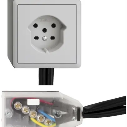 Prise AP EDIZIOdue T15 gris clair, Snap pour câble plat Technofil 
