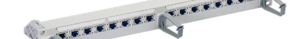 Pannello patch 19"R&M 1UA Rack 16×RJ45/s freenet cat.6 grigio 