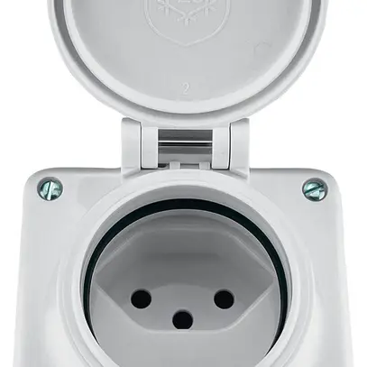 Prise AP Steffen MICA 1×T13 10A 230V IP55 avec couvercle blanc 