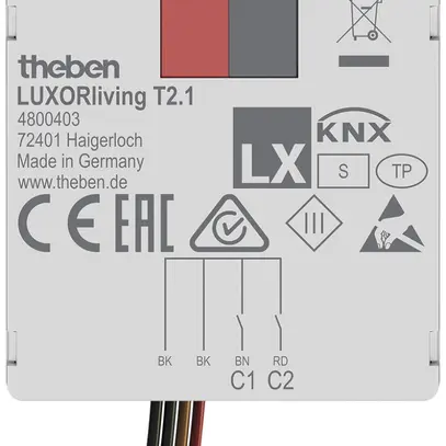Modulo d'ingresso INS Theben LUXORliving T2.1 2-canale 5VUC 38×37.3×12.4mm 