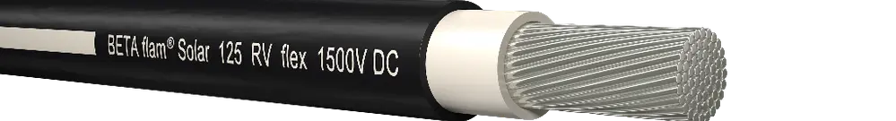 Câble solaire 1x6mm2 noir, codé blanc BETAflam 125 RV flex 1500 V DC, Dca Une longueur