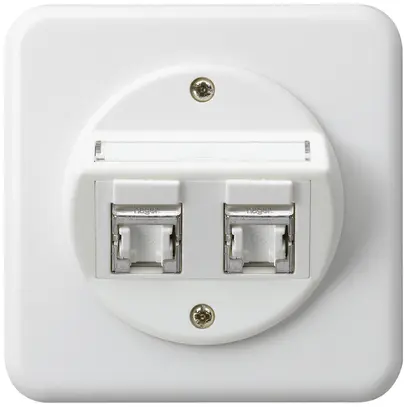 Inserto per presa INC basico C cat.6 2×RJ45/s uscita obliqua bianco 