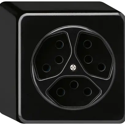 Prise AP basico 3×type 13 noir h=54mm 