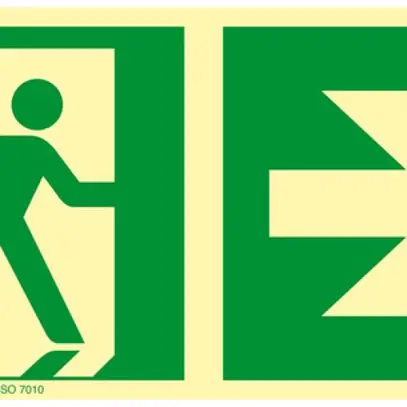 Pictogramme chemin de fuite vers la droite, 150mm 
