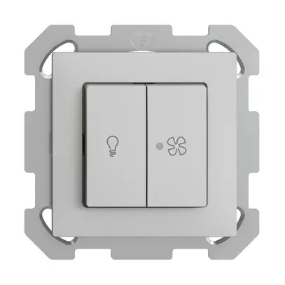 Interruttore INC per luce e ventilaz. EDIZIOdue grigio chiaro, LED giallo 