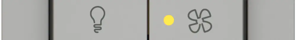 Interrupteur à poussoir lumineux EDIZIO.liv SNAPFIX® lum&vent.3/3/1L KS jn grc 