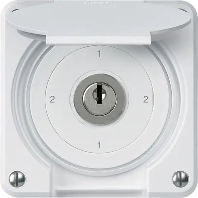 Interrupteur à clé ENC robusto IP55 avec clapet S3/1P blanc pour combinaison 