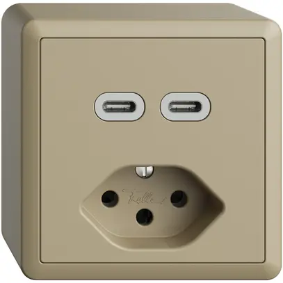 Prise AP USB 2×type C + type 13 Feller EDIZIOdue FX54 230V 3000mA sand 