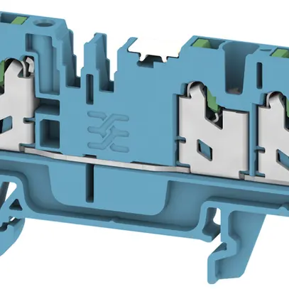 Durchgangs-Reihenklemme S3C 2.5 DL BL 2.5mm² 24A 800V SNAP IN 3×1 TH35 blau 
