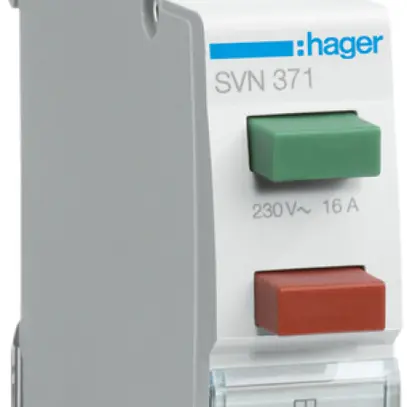 EB-Taster Hager 16A 230V 2 Schliesser 0 Öffner 0 Wechsler Knopf rot/grün 1TE 