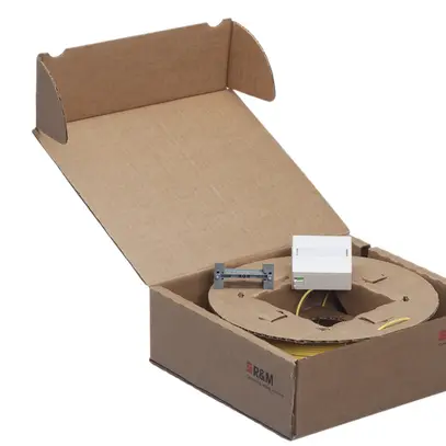 Kit FTTH R&M, boîtier 60×60mm bc avec 2×LC/d, 4×OS2-G657A sur 4×LC-APC 50m 