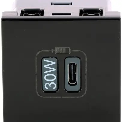 Presa di ricarica USB MOS 1×tipo-C 3A 30W 2 moduli nero opaco 