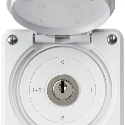 UP-Schlüsselschalter robusto IP55 mit Klappdeckel S1/1P weiss 