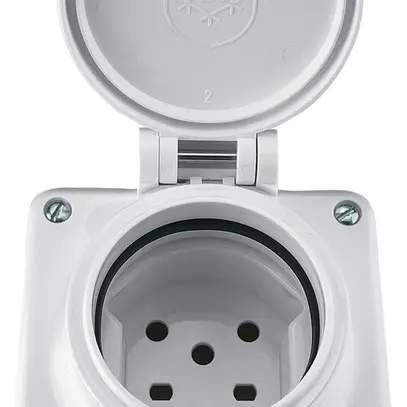 Prise AP Steffen MICA 1×T15 10A 400V IP55 avec couvercle blanc 