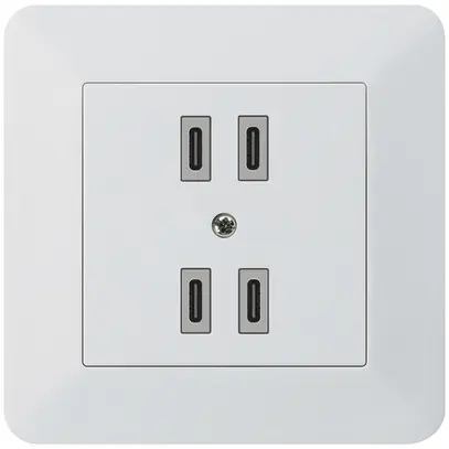 UP-USB-Ladesteckdose Hager kallysto.trend 2×C-C 2×20W/4×10W 5V 94×94mm weiss 