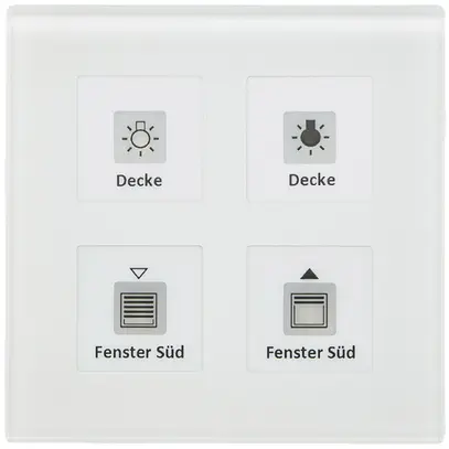 UP-Taster KNX RF+ MDT RF-GTT4W.01 4T/4B LED Temp Aktor 2-Kan Glas weiss 