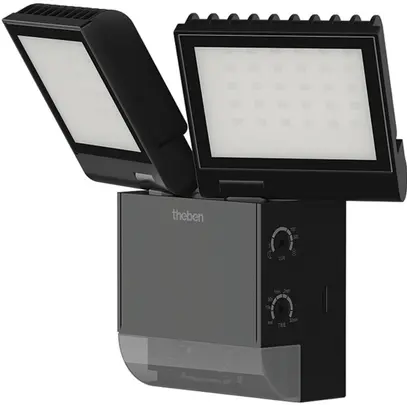 Projecteur LED theLeda S 17W 2×900lm 4000K avec détecteur de mouvement noir IP55 