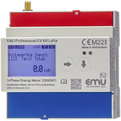Compteur d'énergie AMD EMU Professional II 3×100A direct MID S0 LoRa SMA 