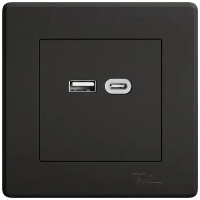 UP-USB-Ladesteckdose EDIZIO.liv SNAPFIX® 230VAC 18W 1×USB Typ A 1×USB Typ C sz 