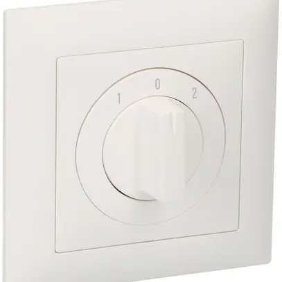 Commutatore INC contatti isol.galv.EDUE, 20A, 1P, 88×88mm, 2×30°, 1-0-2, bianco 
