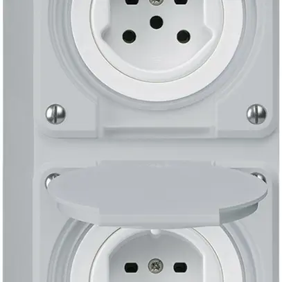 Combi AP 2×1 HA robusto 2×tipo 15 con morsetti a innesto con coperchio grigio 