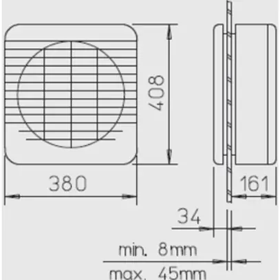 Ventilatore finestra/murale XPELAIR GX-12 Ø324mm reversibile grigio chiaro 