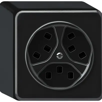 Presa AP origin 3×tipo 23 16A 230V 88×88×54mm nero 