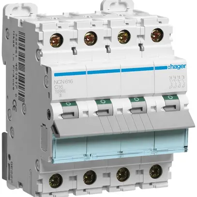 Disgiuntore Hager MCB 3P+N 415V tipo C 16A Icn 10kA Icu 15 kA 4UM 