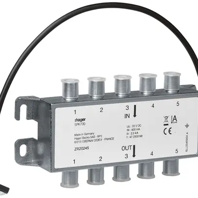 Parasurtension Hager SPD 20V 2.5kA 144.9mm coaxial pour installations SAT et BK 
