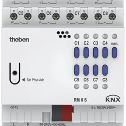 Actionneur-commutateur AMD Theben RM 8 S KNX, 8-fois 16A, 4UM 