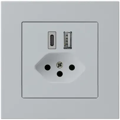 Presa di carica USB INC kallysto.pro 18W PD 1×tipo A 1×tipo C T13 grigio chiaro 