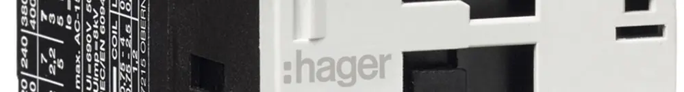 Contacteur de puissance Hager 3P+1 fermeur 12A à AC-3 tension de bobine 230VAC 