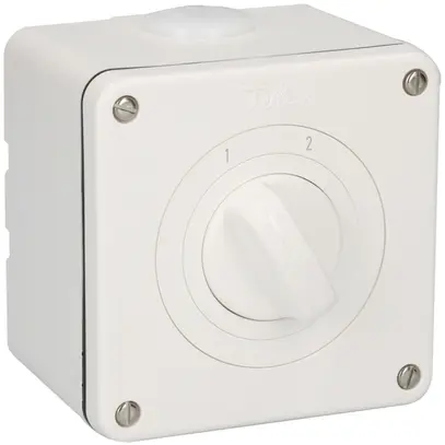 Commutatore AP NEVO, 20A, 2P, 87×87mm, 60°, 1-2, bianco 