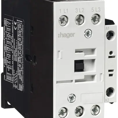 Contacteur de puissance Hager 3P+1 fermeur 25A à AC-3 tension de bobine 230VAC 