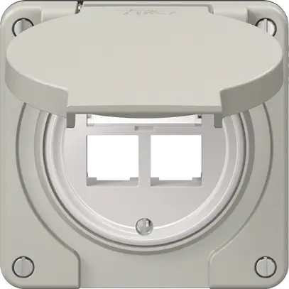 Montageset Feller S-One EASYNET N.CO, für 2×RJ45, Tiefe 28 mm, lichtgrau 