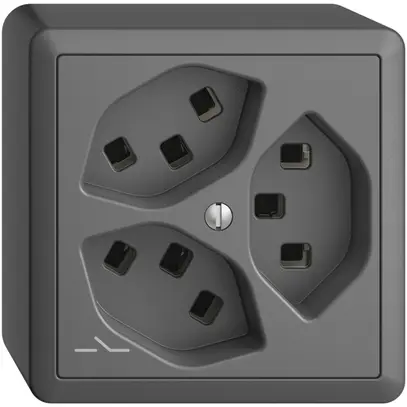 Prise AP 3×T23 Feller EDIZIOdue FX54, 1×séparé, bornes enfichables, gris foncé 