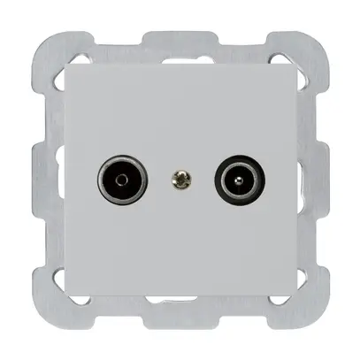 Presa di passaggio INC kallysto R/TV 23dB grigio chiaro con piastra di fissaggio 