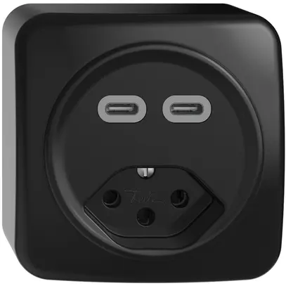 Presa AP USB 2×tipo C + tipo 13 Feller STANDARDdue QX54 230V 3000mA nero 