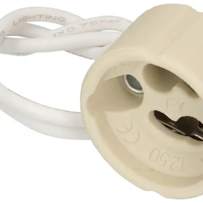Portalampada GU10/GZ10 materiale sintetico bianco con allacciamento 150mm 