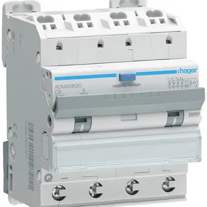 Disgiuntore differenziale Hager RCBO QC 4P 400V car.C 6A 0.03A tipo A 6kA 4UM 