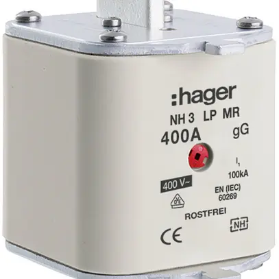 Fusibile HPC Hager DIN3 400VAC 400A gG/gL segnalatore centrale inossidabile 