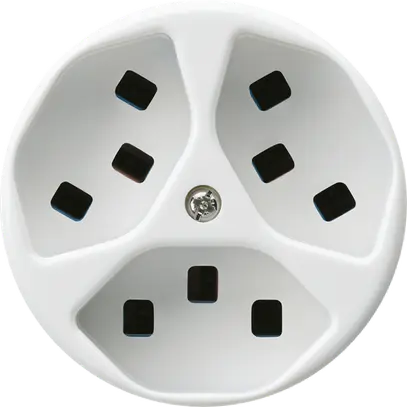 Steckdose Hager basico 3×Typ 23 A weiss 