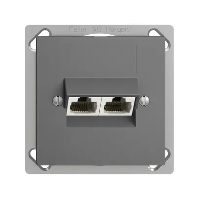 Prise INC 2×RJ45/u 4P sép.EDIZIOdue gris foncé, ITplus 