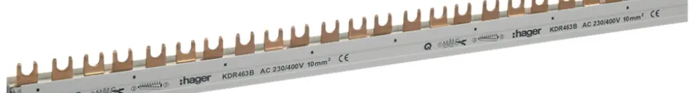Pettine di raccordo Hager 4P 3L forca 10mm² 63A 1015×57mm bianco 