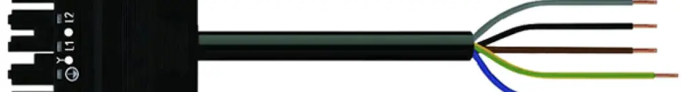 Anschlussleitung MIDI 5×2.5mm² 20A 400V 2m Cod.A Buchse-freies Ende schwarz Cca 