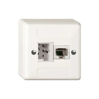 Scatola di raccordo AP X 1TT,1RJ45 bianco 