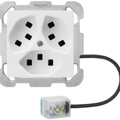 Prise INC Hager kallysto, 3×T23, avec adaptateur Power L3, K, blanc ultra 