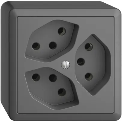 Prise AP EDIZIOdue 3×T13 gris foncé 